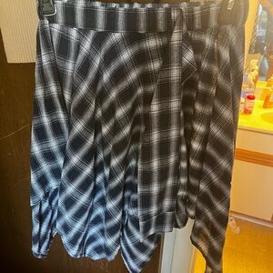 SHEIN Black and Gray Asymmetrical Wrap Midi Skirt